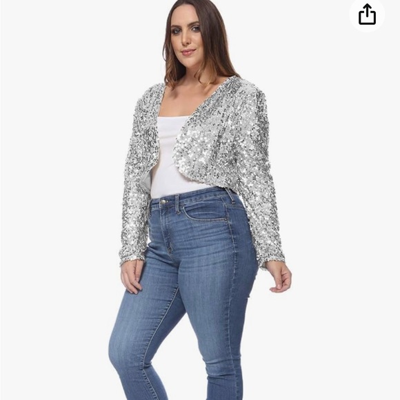 Anna-Kaci Silver Sequins Boléro Jacket sz L - Picture 4 of 8